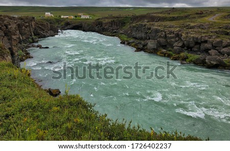 Skjálfandafljót river in Northern Iceland. Glacier river in North Iceland.