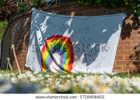 Save The NHS banner outside a house during the Coronavirus Covid-19 virus lockdown.