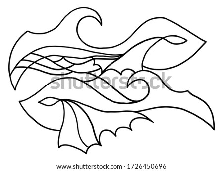 Line vector illustration. Abstraction of fish.