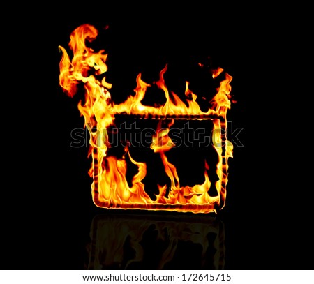The flames engulfed the frame