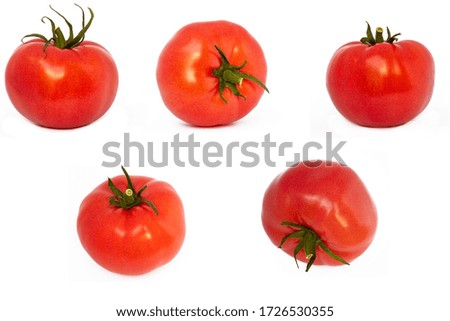 A set of pictures of juicy and ripe tomato