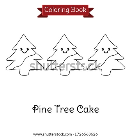 coloring book kid chibi pine tree cake