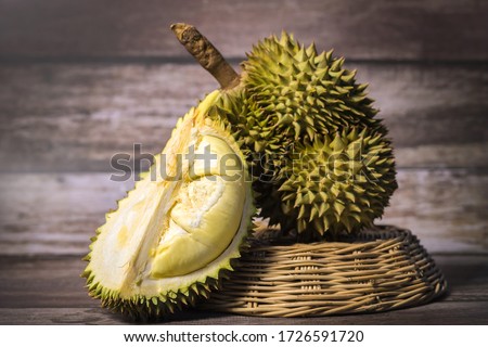 Durian fruit. Ripe durian. Tasty durian that has been peeled Royalty-Free Stock Photo #1726591720