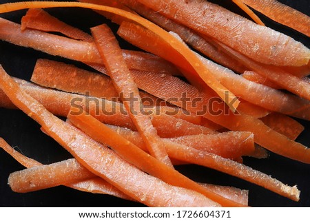 Photography of carrots peelings for food background