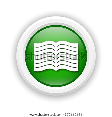 Round plastic icon with white design on green background