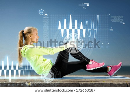 sport and lifestyle concept - woman doing sports outdoors Royalty-Free Stock Photo #172663187