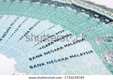 Malaysia currency of Malaysian ringgit banknotes .Paper money of fifty ringgit notes on closeup. Financial concept.