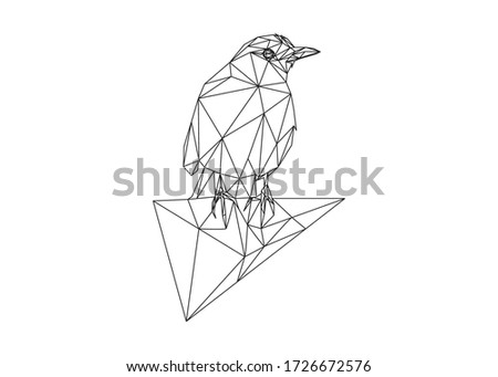 Low poly art vector of a bird in black color wireframe. Animal triangle geometric illustration. Abstract polygonal art. With black background.
