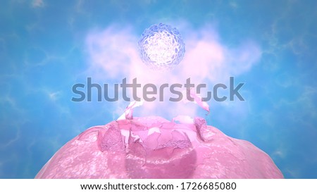 3d render ovum exit from follicle. ovulation