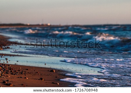 Low angle seascape  view at sunset.