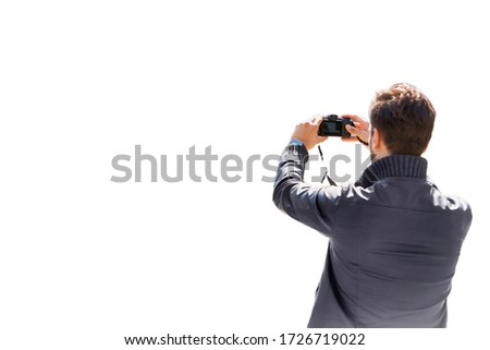 Cutout of attractive photographer man