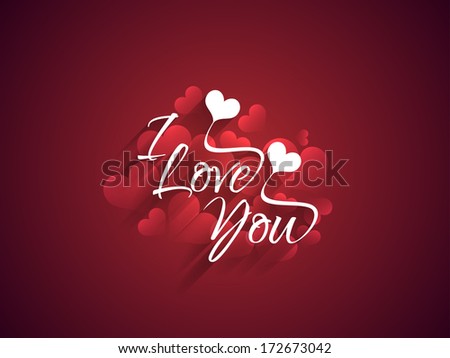 beautiful maroon color love background with creative text design of I Love You.