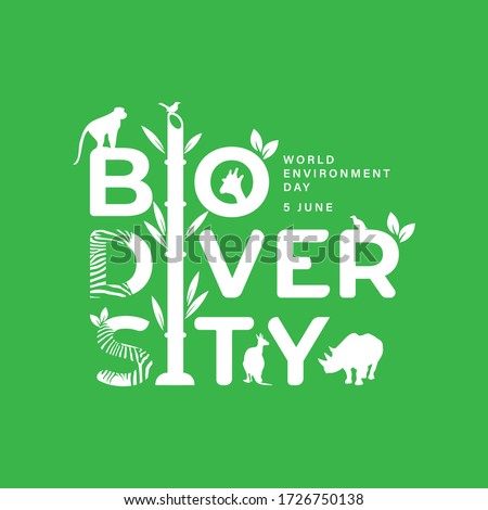 BIODIVERSITY typography design with green color for environment day event . june 5th Royalty-Free Stock Photo #1726750138