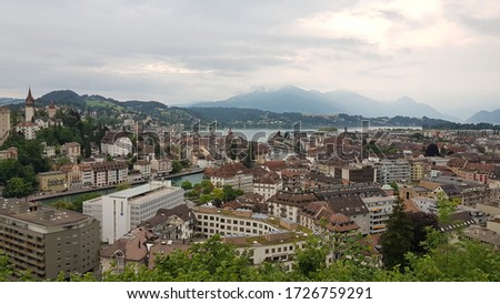 Panorama View on Lucerne city, Switzerland.