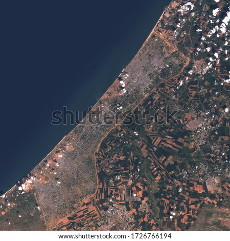 high-resolution satellite image of the Gaza strip. contains modified Copernicus Sentinel data