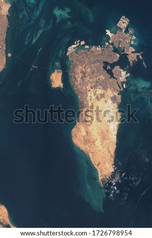 The Kingdom of Bahrain is an island state, satellite image. contains modified Copernicus Sentinel data