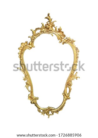 Classic vintage antique gilded frame isolated on black background with Clipping Path.