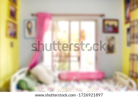Happy bedroom soft blur background