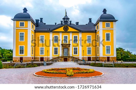 Mansion house entrance. Castle palace with gothic facade Royalty-Free Stock Photo #1726971634