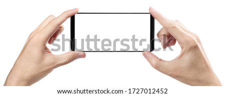 Hands with smartphone, isolated on white background Royalty-Free Stock Photo #1727012452