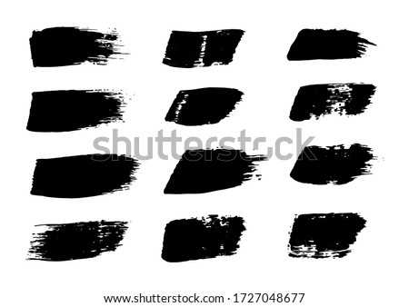 Vector Stroke. Set of Black Ink Strokes. Grunge Dirty Stylish Elements. Vector Grunge Stripes. Modern Textured Paint. Freehand Design. Distressed Banner. Geometric Shapes. Black Brush Strokes.
