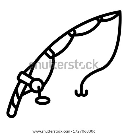 Fisherman rod icon. Outline fisherman rod vector icon for web design isolated on white background
