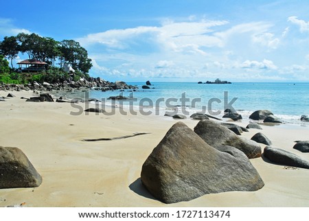 Rocks at beautiful beach on tropical island, Belitung, Indonesia