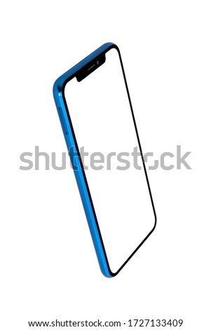 Blue Modern Isolated Smart Phone. Blank screen for mockup.