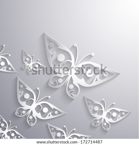 Paper 3d butterflies background - eps10 vector