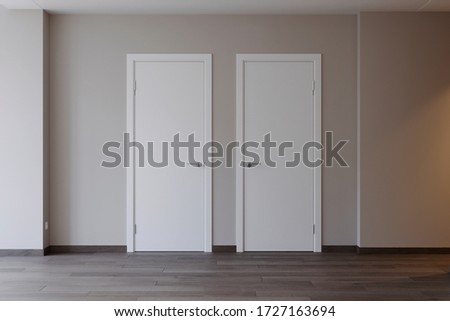 two doors in the wall, minimal interior concept, elements Royalty-Free Stock Photo #1727163694