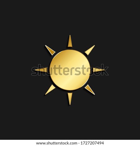 sun gold icon. Vector illustration of golden style. Summer time on dark background