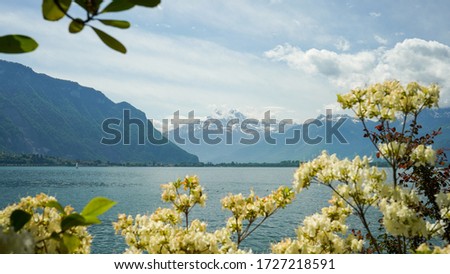 Landscape photography. Panoramas of Montreux, springtime, May 2020, Switzerland.