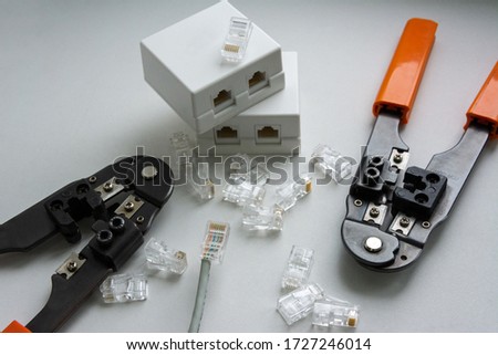 Ethernet cable twisted pair, connectors, crimping tools and Internet outlets, Internet connection