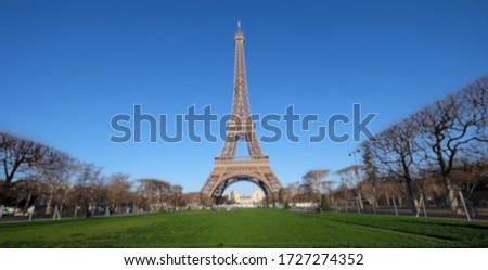 Blurred abstract background the beautiful landscape of the eiffel tower in france.