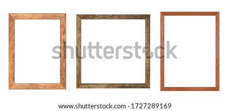 Set of Brown wood frame or photo frame isolated on white background. Object with clipping path