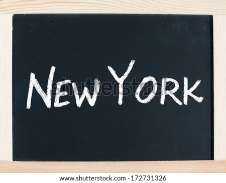 New York, written by a teacher on a blackboard