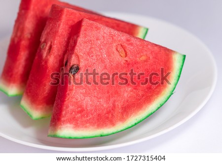 watermelon in dish white. close up