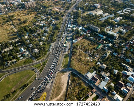 morning traffic jam on Al Farabi avenue, Almaty, Kazakhstan