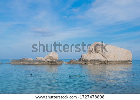 rocks on blue water, koh thao, thailand 2018