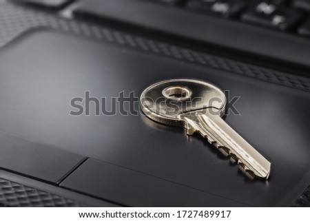 Key lock on PC keyboard. Сoncept of computer security and protection of personal data on Internet.