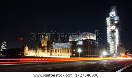 Time lapse photography of the Parliament and Big Ben in London, UK. 