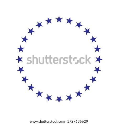 circle with blue stars, emblem, icon, logotype, poster, frame, print version vector illustration
