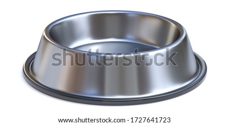 Metal pet bowl 3D render illustration isolated on white background