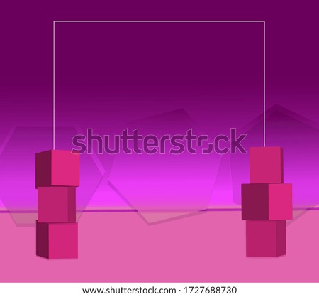 3d geometric purple stage for text
