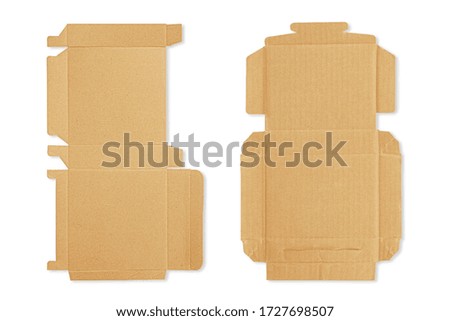 Cardboard box with print template isolated on white with clipping path