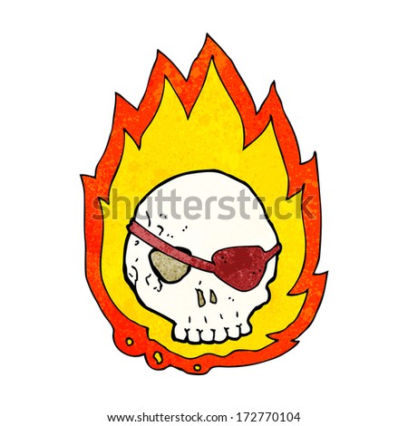 cartoon burning skull