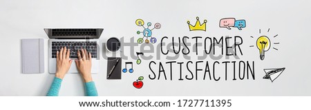Customer satisfaction with person using a laptop computer
