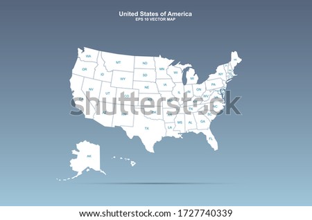 united states of america, usa vector map. editable graphic design us map. Royalty-Free Stock Photo #1727740339
