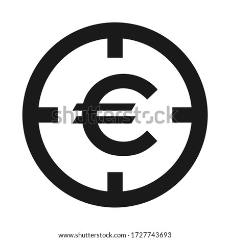 Target icon with money symbol for website etc. Web flat button, vector illustration