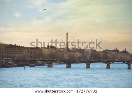 Paris from the Seine river.
